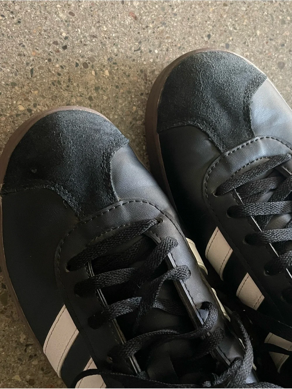 adidas Black White Brown Platform Sneakers with Three Stripes